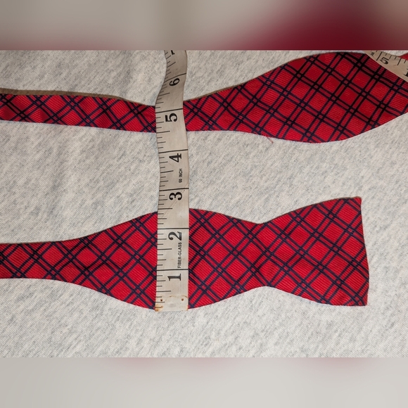 Beau Ties Of Vermont Adjustable Silk Bow Tie Red Black Stripe Check Silk USA - Picture 7 of 7